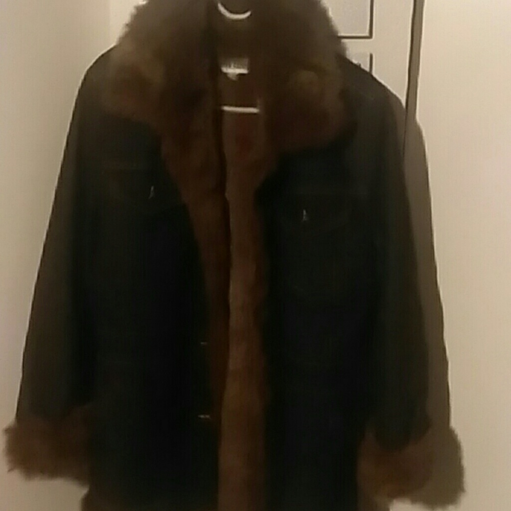 Womens Marvin Richard Denim faux fur jacket large